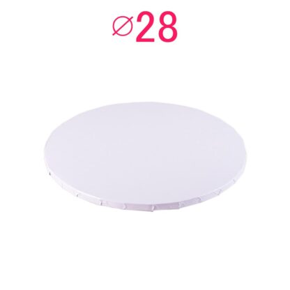 Gruby, sztywny podkład pod tort, ciasto okrągły - Biały - średnica: 28 cm, grubość: 1 cm - Podkłady Cukiernicze Julita