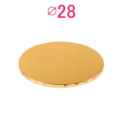 Gruby, sztywny podkład pod tort, ciasto okrągły - Złoty - średnica: 28 cm, grubość: 1 cm - Podkłady Cukiernicze Julita