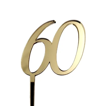 Topper Cyfra 60 mini 5 cm - Złoty Lustro - Miniowe Formy