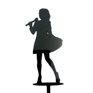 Topper Dziewczynka z Mikrofonem 12 x 5,9 cm - Czarny - Miniowe Formy