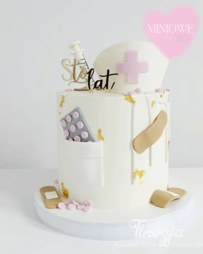 Topper Sto lat - mini Topper na ciasto 8 x 4,8 cm - Złoty Lustro - Miniowe Love