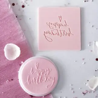 Stempel Dekoracyjny - happy birthday i serduszko - Miniowe Formy