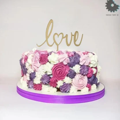 Topper na tort Mini Love – 12 x 5,4 cm – Złoty Lustro - Miniowe Formy