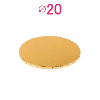 Gruby, sztywny podkład pod tort, ciasto okrągły - Złoty - średnica: 20 cm, grubość: 1 cm - Podkłady Cukiernicze Julita