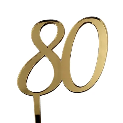 Topper Cyfra 80 mini 5 cm - Złoty Lustro - Miniowe Formy