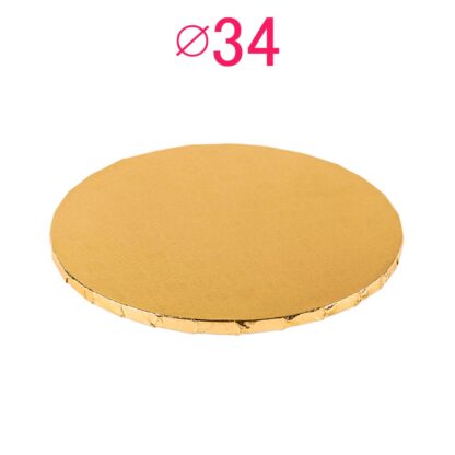 Gruby, sztywny podkład pod tort, ciasto okrągły - Złoty - średnica: 34 cm, grubość: 1 cm - Podkłady Cukiernicze Julita