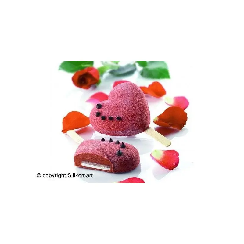 Forma silikonowa Heart-Ic Lody Cakesicles Duże Serce - 9,1 x 8,5 cm - zestaw 2 szt. - Silikomart Gel03 Easy Cream