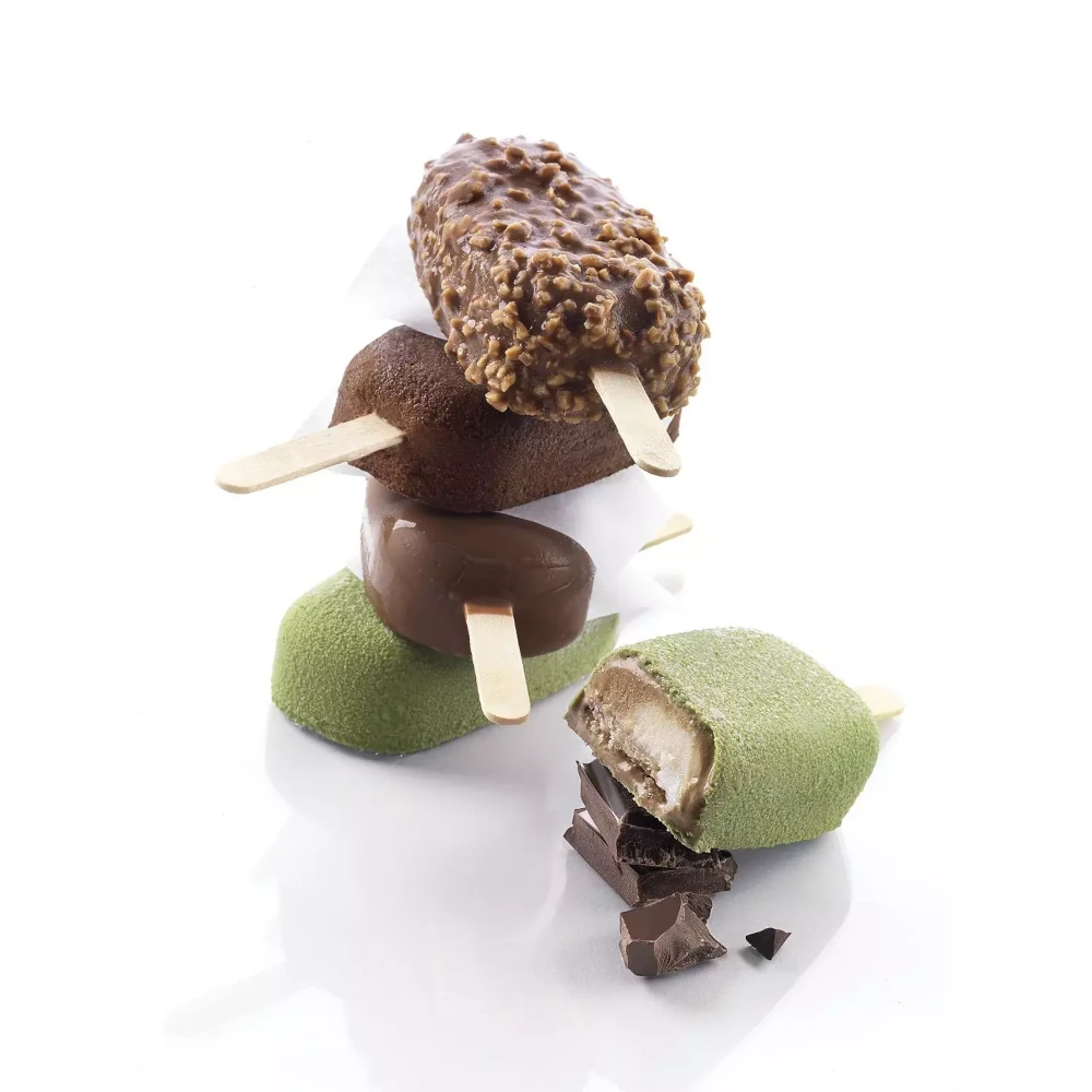 Forma silikonowa Classic Lody Cakesicles - 9,3x4,9cm - zestaw 2x6 gniazd i tacka - Silikomart Gel01 Easy Cream