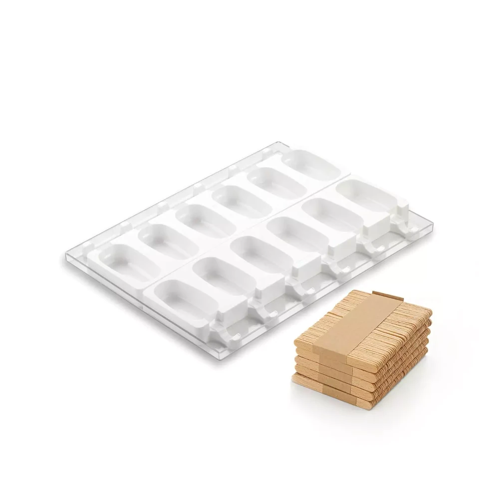 Forma silikonowa Classic Lody Cakesicles - 9,3x4,9cm - zestaw 2x6 gniazd i tacka - Silikomart Gel01 Easy Cream