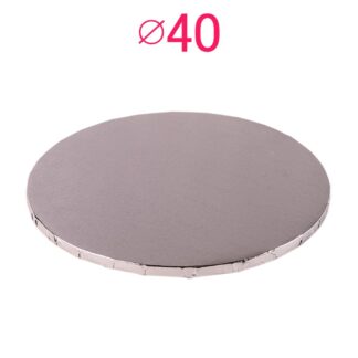 Gruby, sztywny podkład pod tort, ciasto okrągły - Srebrny - średnica: 40 cm, grubość: 1 cm - Podkłady Cukiernicze Julita