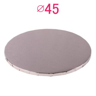 Gruby, sztywny podkład pod tort, ciasto okrągły - Srebrny - średnica: 45 cm, grubość: 1 cm - Podkłady Cukiernicze Julita