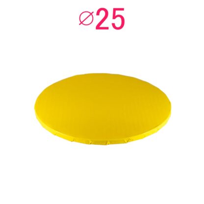 Gruby, sztywny podkład pod tort, ciasto okrągły - Żółty - średnica: 25 cm, grubość: 1 cm - Podkłady Cukiernicze Julita