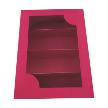 Pudełko na makaroniki i praliny z okienkiem Różowe 22x16,5x5,5cm - 5 szt.