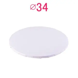 Gruby, sztywny podkład pod tort, ciasto okrągły - Biały - średnica: 34 cm, grubość: 1 cm - Podkłady Cukiernicze Julita