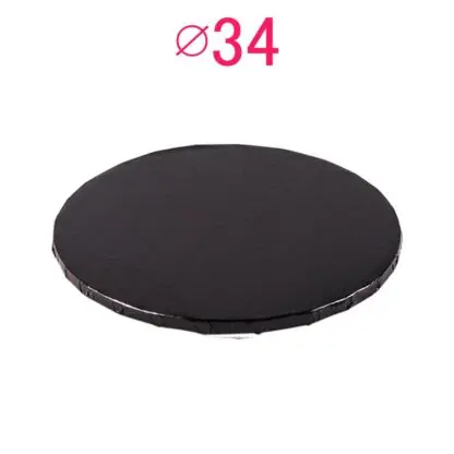 Gruby, sztywny podkład pod tort, ciasto okrągły - Czarny - średnica: 34 cm, grubość: 1 cm - Podkłady Cukiernicze Julita