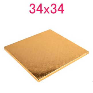 Podkład pod tort kwadratowy Złoty 34x34 cm, h 1 cm - PC Julita
