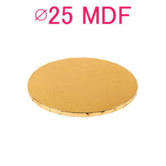 Gruby, mega sztywny, super wytrzymały podkład pod tort, okrągły MDF - Złoty - średnica: 25 cm, grubość: 1 cm - Podkłady Cukiernicze Julita