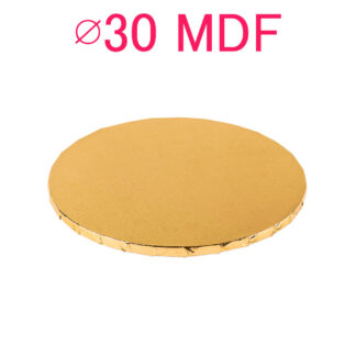 Gruby, mega sztywny, super wytrzymały podkład pod tort, okrągły MDF - Złoty - średnica: 30 cm, grubość: 1 cm - Podkłady Cukiernicze Julita