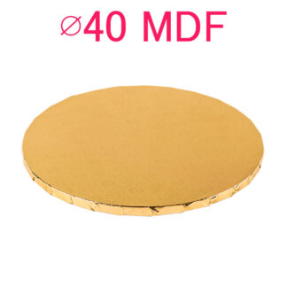 Gruby, mega sztywny, super wytrzymały podkład pod tort, okrągły MDF - Złoty - średnica: 40 cm, grubość: 1 cm - Podkłady Cukiernicze Julita