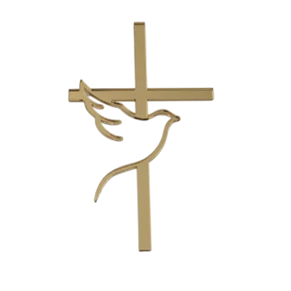 Dekor na tort Gołąb + krzyż 10 x 6,1 cm - Złoty lustro - Miniowe Formy