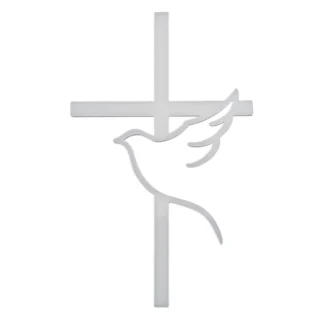 Dekor na tort Gołąb + krzyż 10 x 6,1 cm - Biały - Miniowe Formy