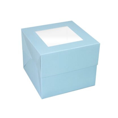 Pudełko z przezroczystą pokrywką na ciasto 15x15 cm - Jasnoniebieskie