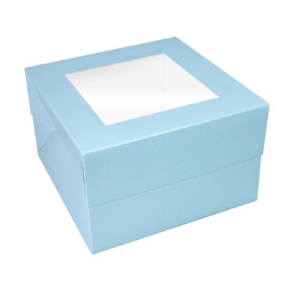 Pudełko z przezroczystą pokrywką na ciasto 20x20 cm - Jasnoniebieskie