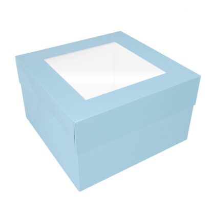 Pudełko z przezroczystą pokrywką na ciasto 25x25 cm - Jasnoniebieskie