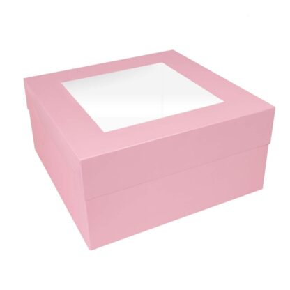 Pudełko z przezroczystą pokrywką na ciasto 30x30 cm - Jasnoróżowe