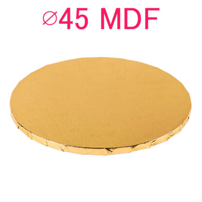 Gruby, mega sztywny, super wytrzymały podkład pod tort, okrągły MDF - Złoty - średnica: 45 cm, grubość: 1 cm - Podkłady Cukiernicze Julita