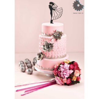 Topper Linearna Ślubna Para - 15 x 9,8 cm - Złoto - Miniowe Formy