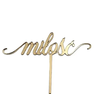zdjęcie Topper miłość z zawijasem – 15 x 4,1 cm – Złoto – Miniowe Love