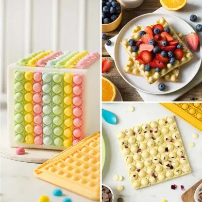 Silikonowa forma kwadratowa DecorPop! Zrób gofry lub czekoladę w kształcie Pop It. Zamów dziś do 13:00 i ciesz się nią już w kolejny dzień roboczy!