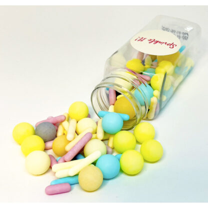 Cukrowa Posypka PASTEL PARTY MIX - 100 g - Sprinkle It! (kolorowa posypka w pastelowych odcieniach żółtym, różowym, niebieskim i fioletowym)