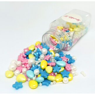 Cukrowa Posypka SUNDAY VIBES - 100 g - Sprinkle It! (kolorowa posypka w odcieniach biały, żółty, różowy i niebieski)