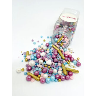 Cukrowa Posypka UNICORN - 100 g - Sprinkle It! (kolorowa posypka w odcieniach różowy, fioletowy, niebieski, biały i złoty)