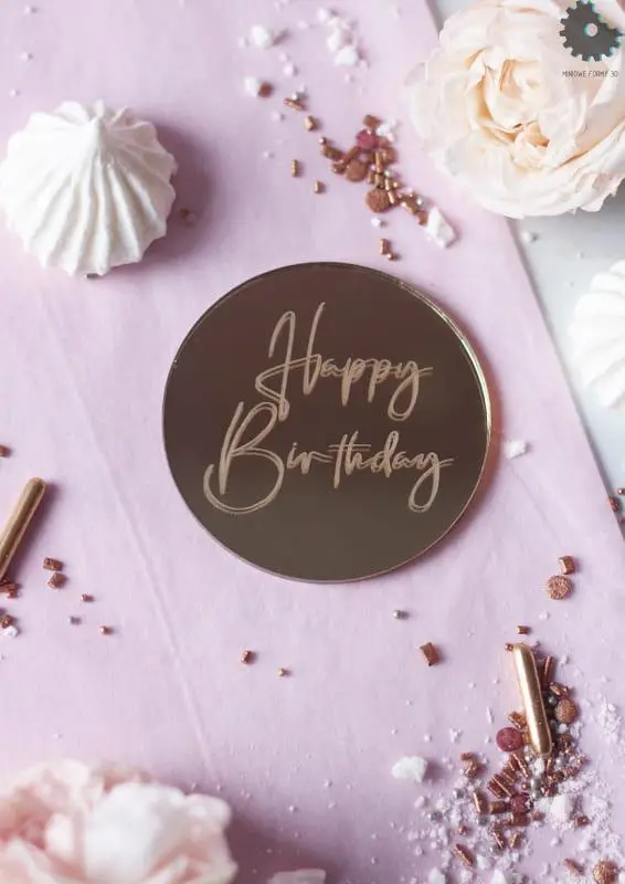 Dekory Grawerowane Złote - Happy Birthday - 3 szt. - obrazek 2