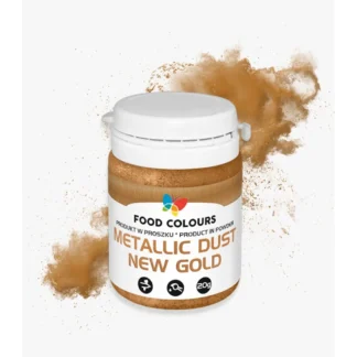 Barwnik do drinków i aerografu w proszku polskiej produkcji firmy FOODCOLOURS - bez E171 - Metallic New Gold, Nowy Złoty - 20g