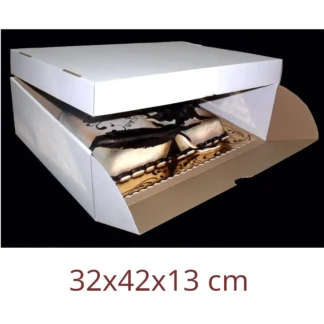 Zestaw Kartonów na torty prostokątne typu Mała Książka 32x42x13 cm Biały - 5 szt. - Aleksander Print