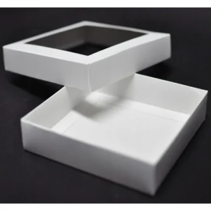 Pudełko na pierniczki i ciasteczka, z przykrywką i okienkiem Białe - 5szt. - kwadratowe 12x12x3 cm - Aleksander Print