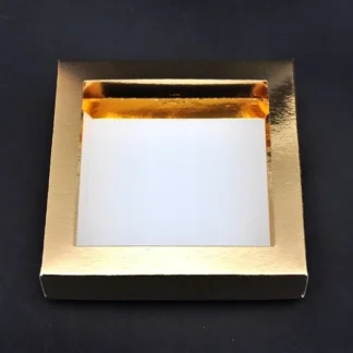 Pudełko na pierniczki i ciasteczka, z przykrywką i okienkiem Złote - 5szt. - kwadratowe 12x12x3 cm - Aleksander Print
