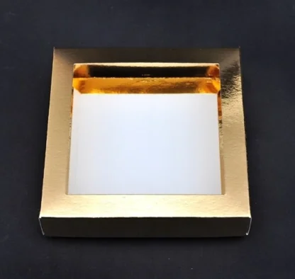Pudełko na pierniczki i ciasteczka, z przykrywką i okienkiem Złote - 5szt. - kwadratowe 12x12x3 cm - Aleksander Print