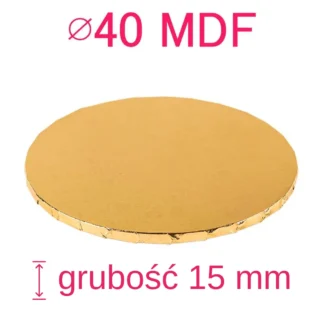 Megagruby, supersztywny, wytrzymały podkład pod tort, okrągły MDF - Złoty - średnica: 40 cm, grubość: 1,5 cm - Podkłady Cukiernicze Julita