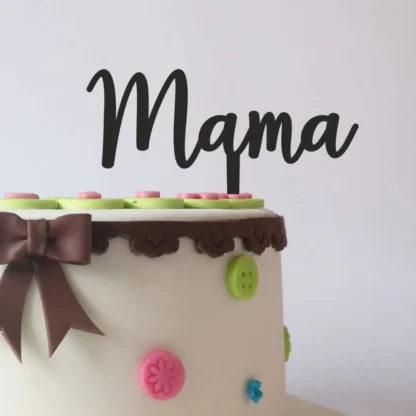 Topper "mama" - mini Topper na ciasto 8 x 3 cm - Złoty Lustro - Miniowe Formy
