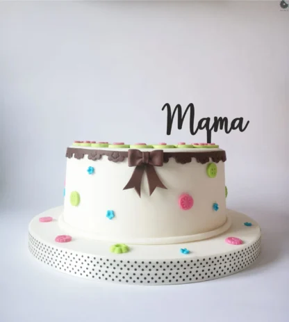 Topper "mama" - mini Topper na ciasto 8 x 3 cm - Złoty Lustro - Miniowe Formy