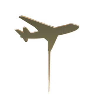 Topper Samolot - 15x8,5 cm - Złoty Lustro - Miniowe Formy