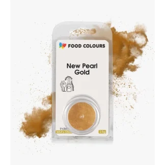 Barwnik w proszku do aerografu i nanoszenia pędzelkiem polskiej produkcji firmy FOODCOLOURS - bez E171 - New Pearl Gold, Nowy Perłowy Złoty - 2,5g