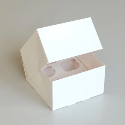 Pudełko na 4 muffinki, babeczki, cupcake z okienkiem - Białe - 1 szt