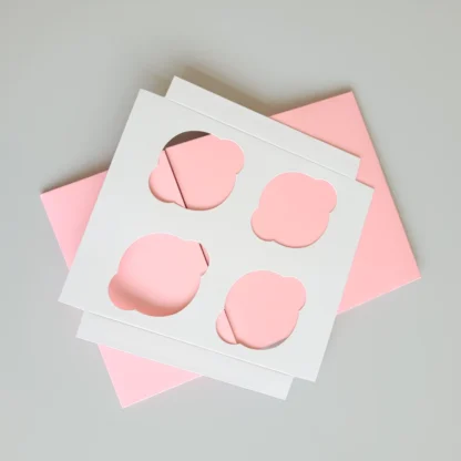 Pudełko na 4 muffinki, babeczki, cupcake z okienkiem - Różowe - 1 szt