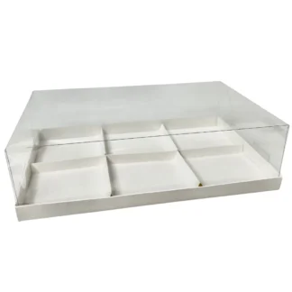 Pudełko na 6 monoporcji - Białe z przezroczystą pokrywką - 1 szt.